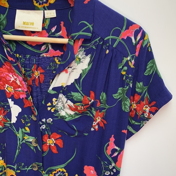 Maeve Floral Front Tie Button Down - Picture 4 of 9